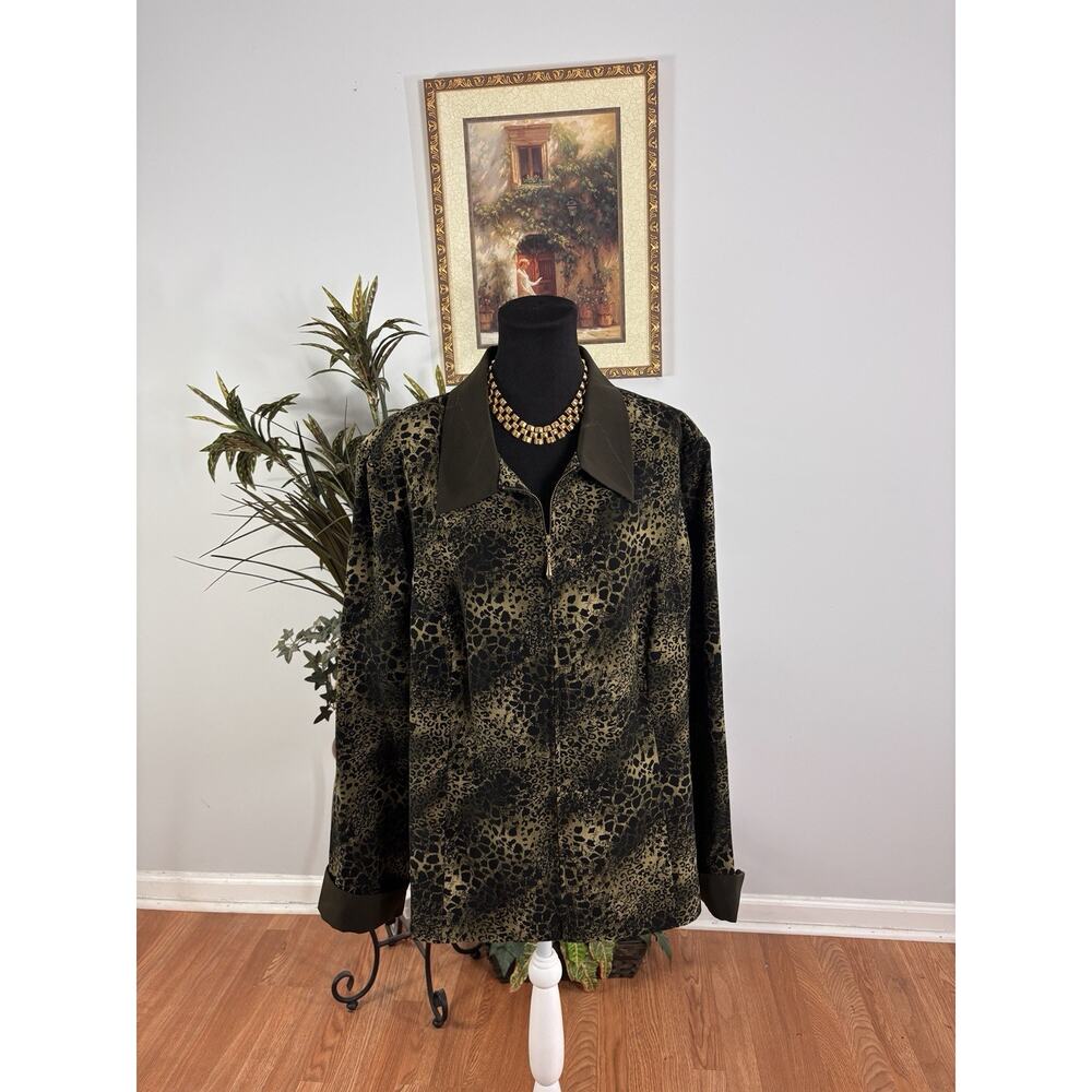 Cato Olive Green and Black Leopard Print Blouse